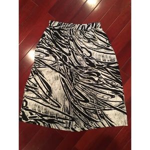 Printed Black and White Midi Skirt