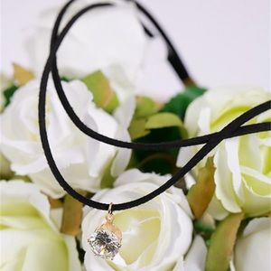 Double Layer Choker Necklace with Stone