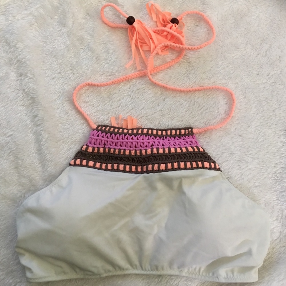 Victoria Secret White Macramé Swim top