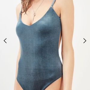 Topshop Blue velvet body suit new with tags