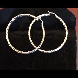 NWOT Sterling Silver Large Polished Hoop Earrings