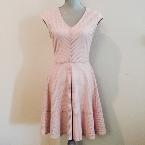 Bar III Perforated Blush Fit and Flare Dress - Picture 3 of 5