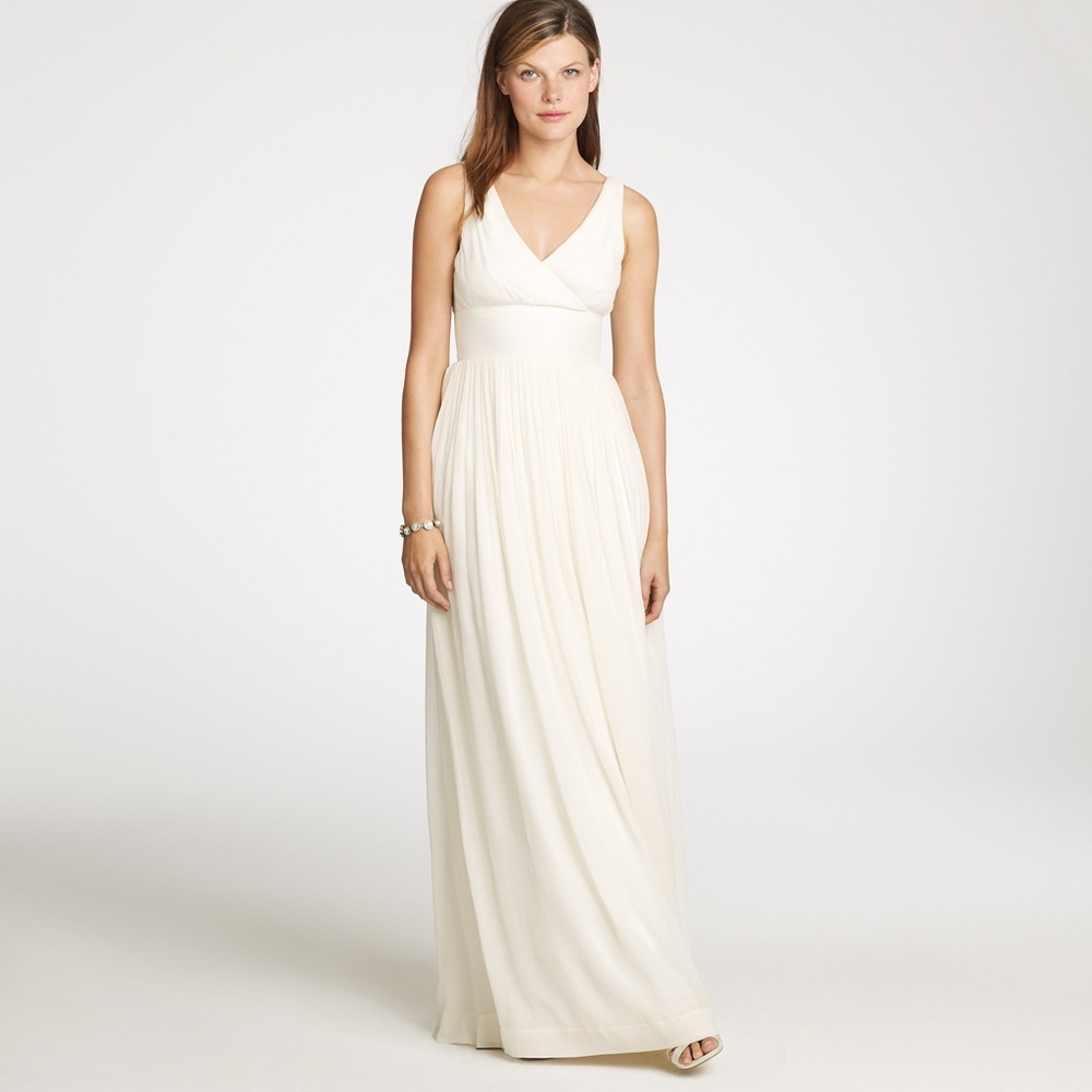 J Crew ivory Sophia Chiffon Dress