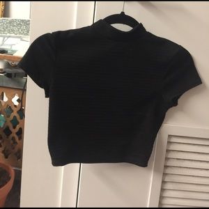 Cropped short sleeve turtle neck