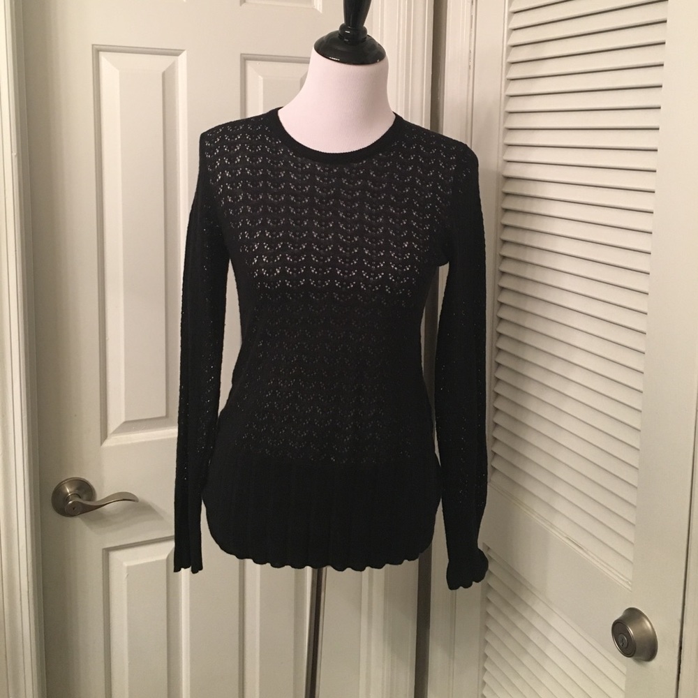 CAbi pointelle black sweater