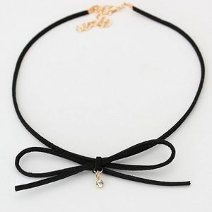 Bow Choker with Crystal Pendant