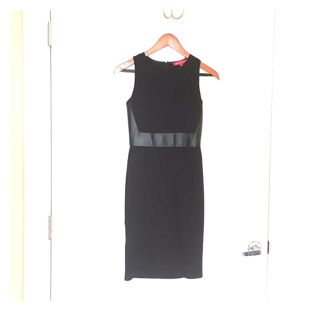 Saks Fifth Avenue leather block dress