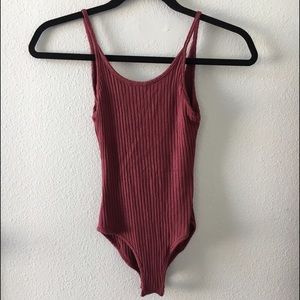 Ribbed Maroon Bodysuit