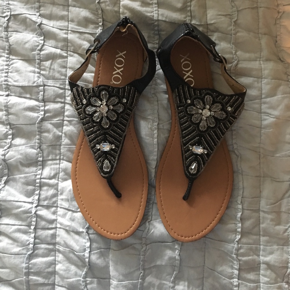 Black and silver sandals