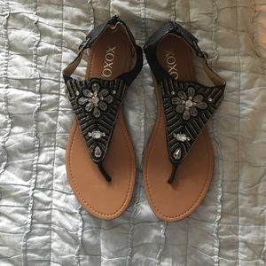 Black and silver sandals