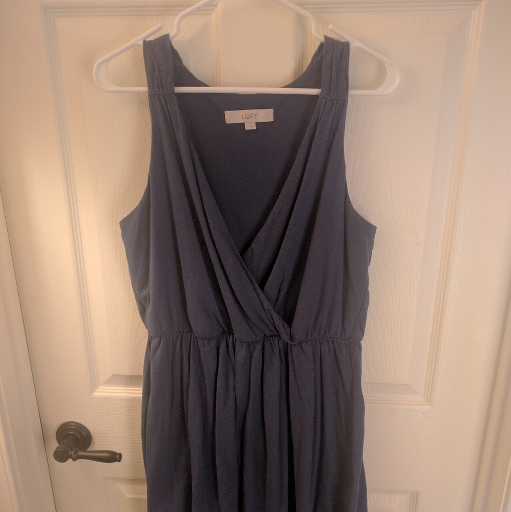 Dusty blue surplice dress