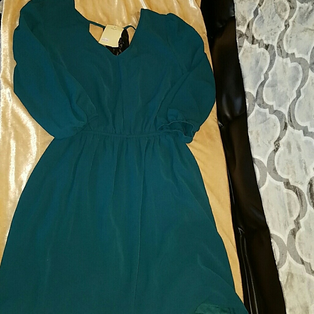 Teal Dress Sexy lace back