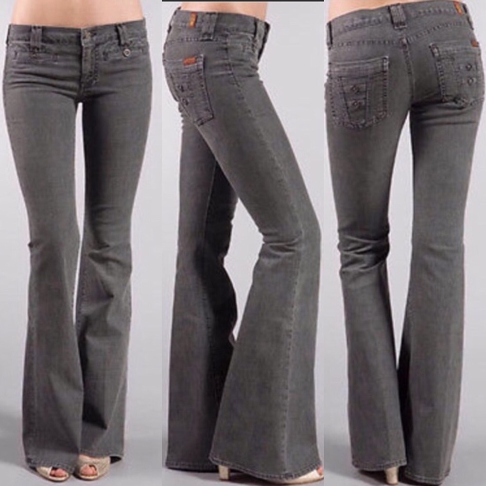 7 For All Mankind Charcoal Skyla Bell Bottom Jeans