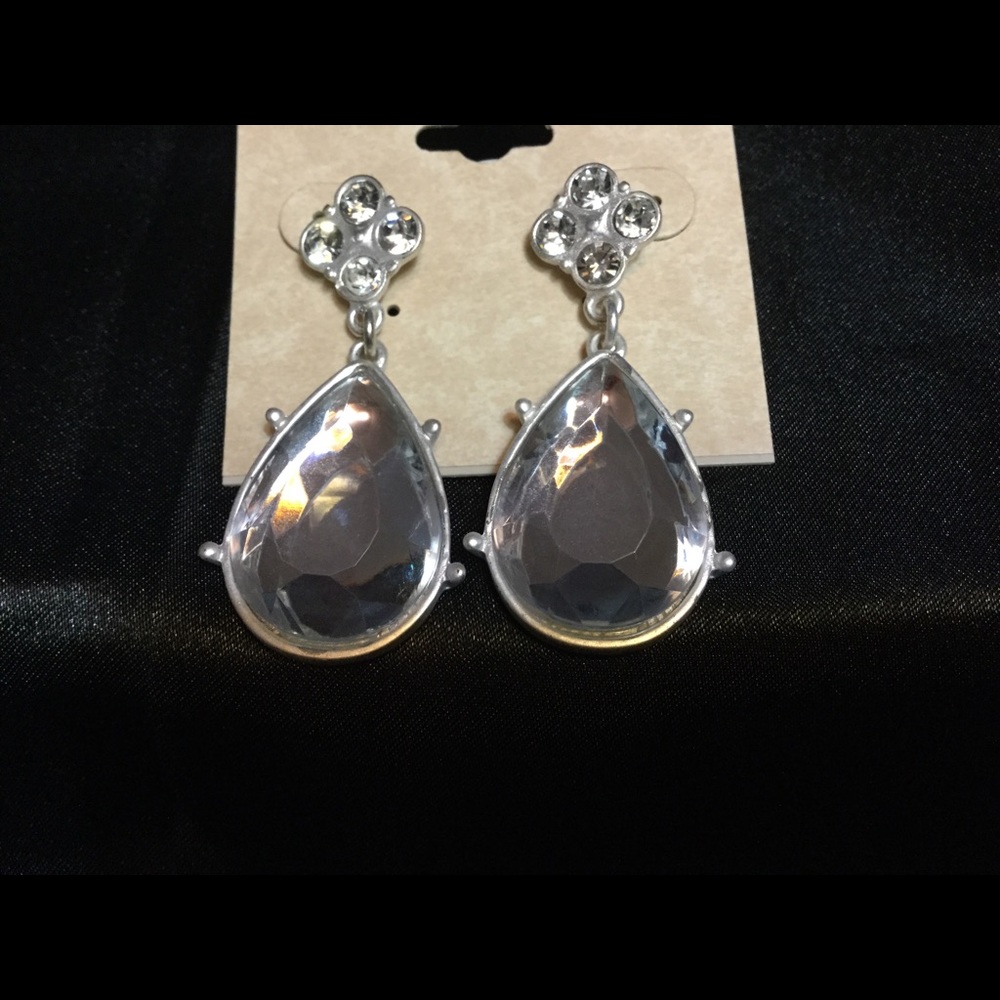 Silver Rhinestone Dangle Earrings