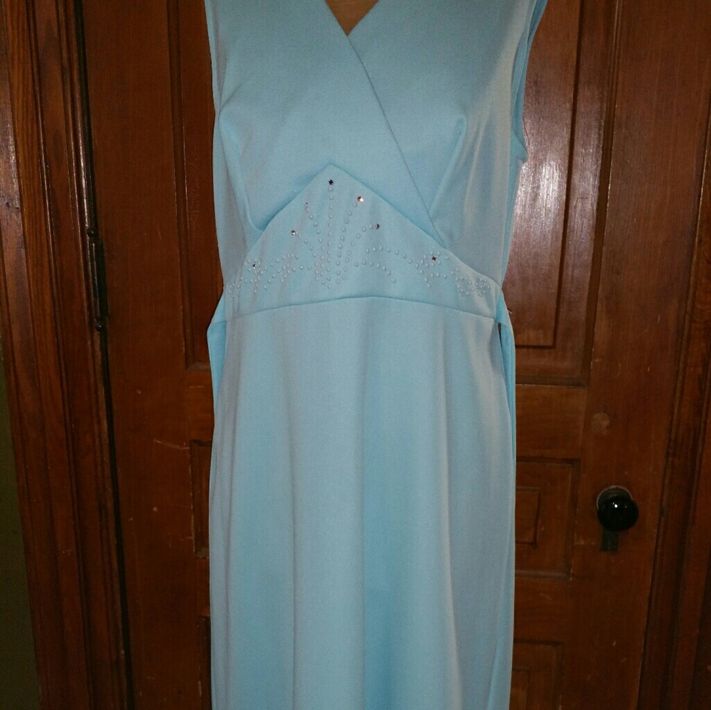 1970 baby blue vintage retro dress