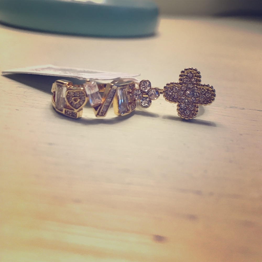 New gold plated clover ring set