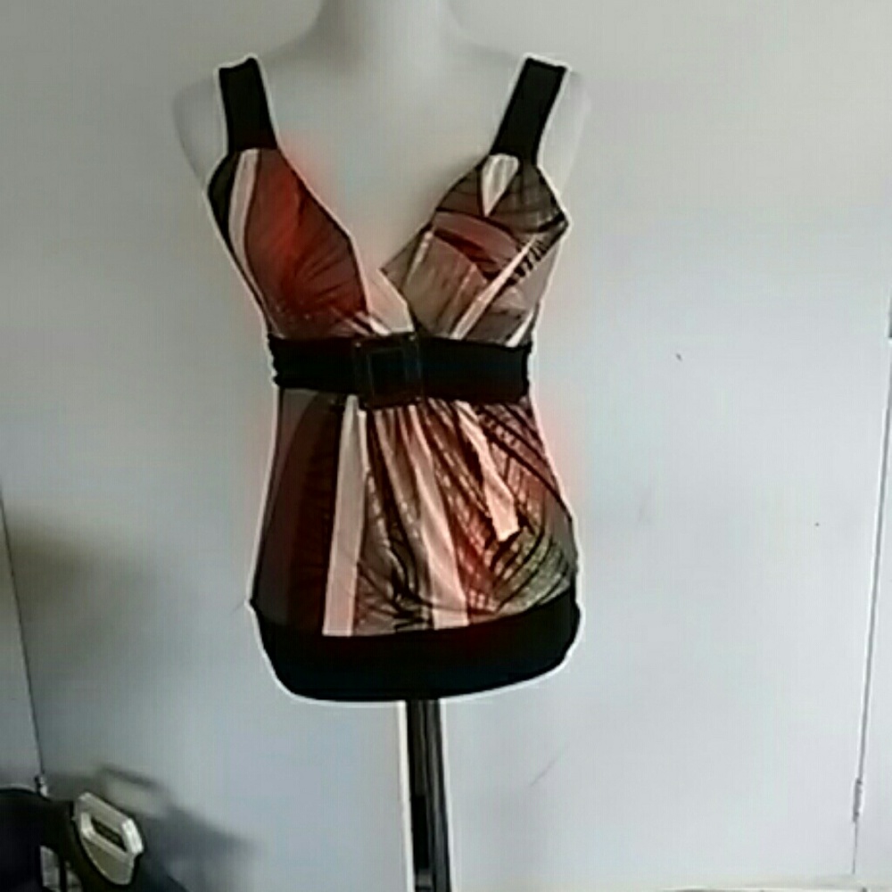 Gold an black and orange tank top