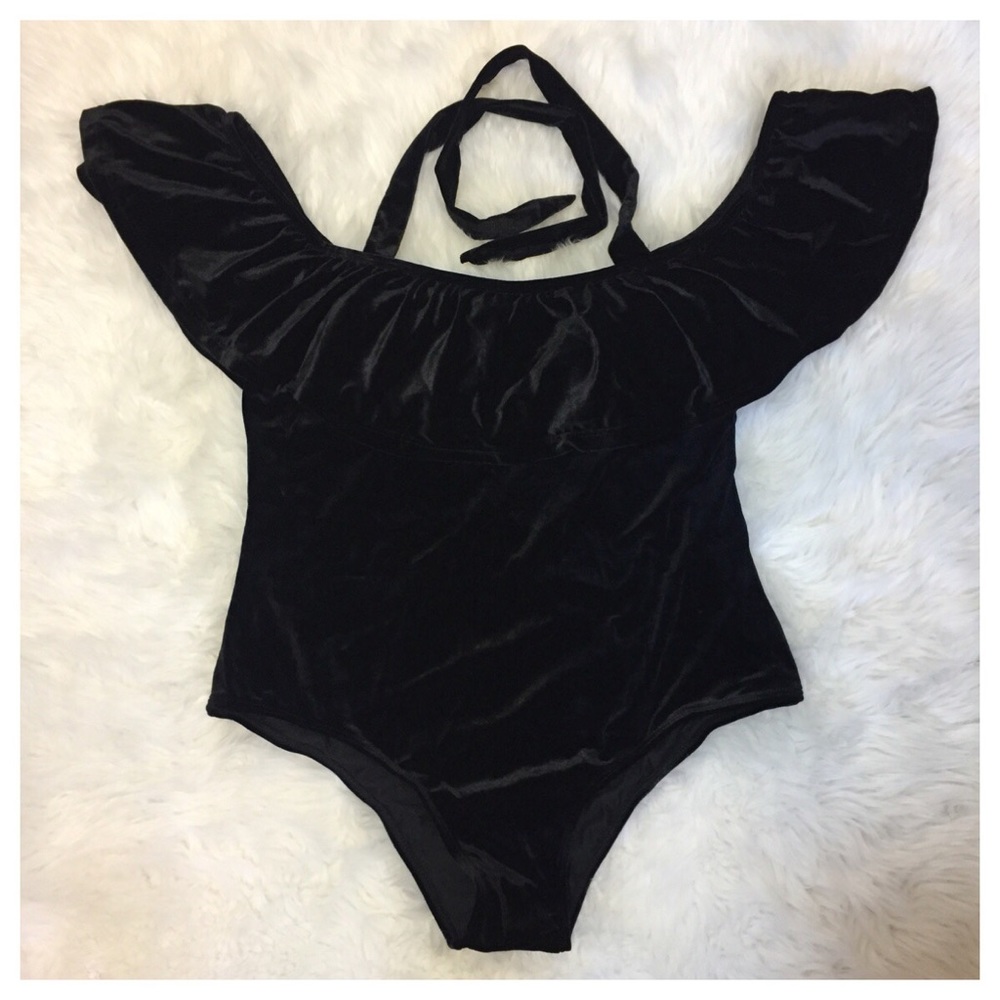 🌼HP🌼 Velvet Off Shoulder Ruffle Swimsuit Sz XXL - Picture 6 of 7