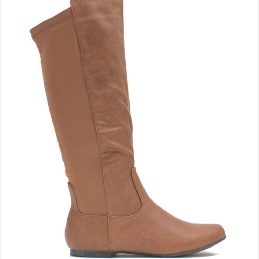 Black--Faux Leather Riding Boots