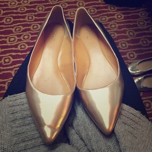 J. Crew pointy toe rose gold metallic flats