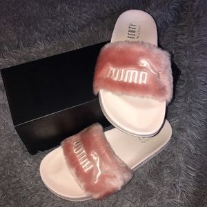 Pink Fenty Puma furry Slippers