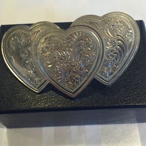 Montana Silver triple heart belt buckle
