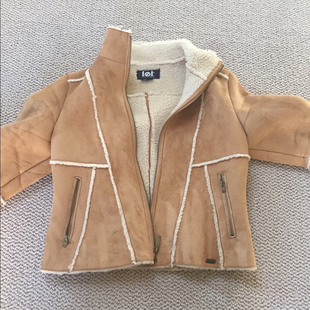 Tan Jacket with white fleece inside