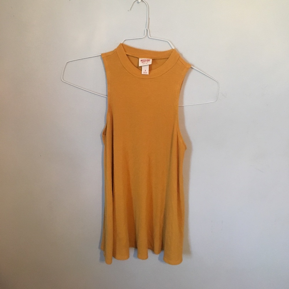 mustard mock neck tank