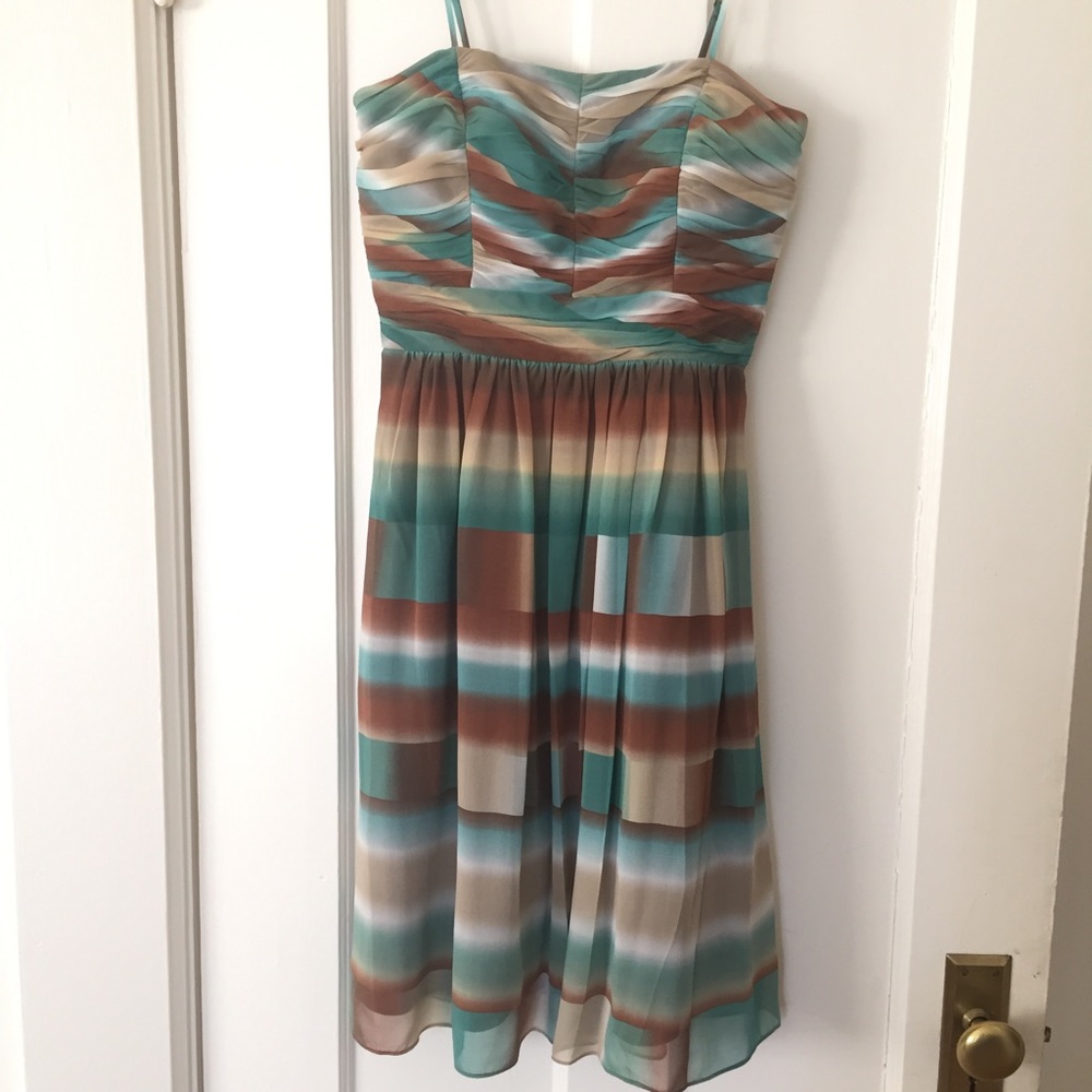 BCBG - 100% Silk Multi-color spaghetti strap dress