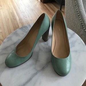 Authentic Kate Spade mint green stacked heels