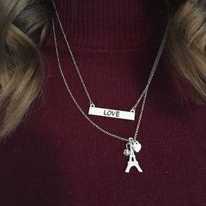 Silver Aeropostale double layered necklace.