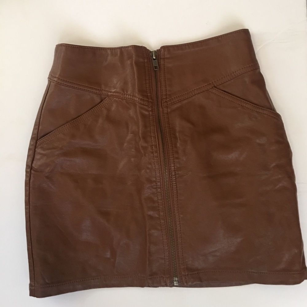 Brown faux leather skirt