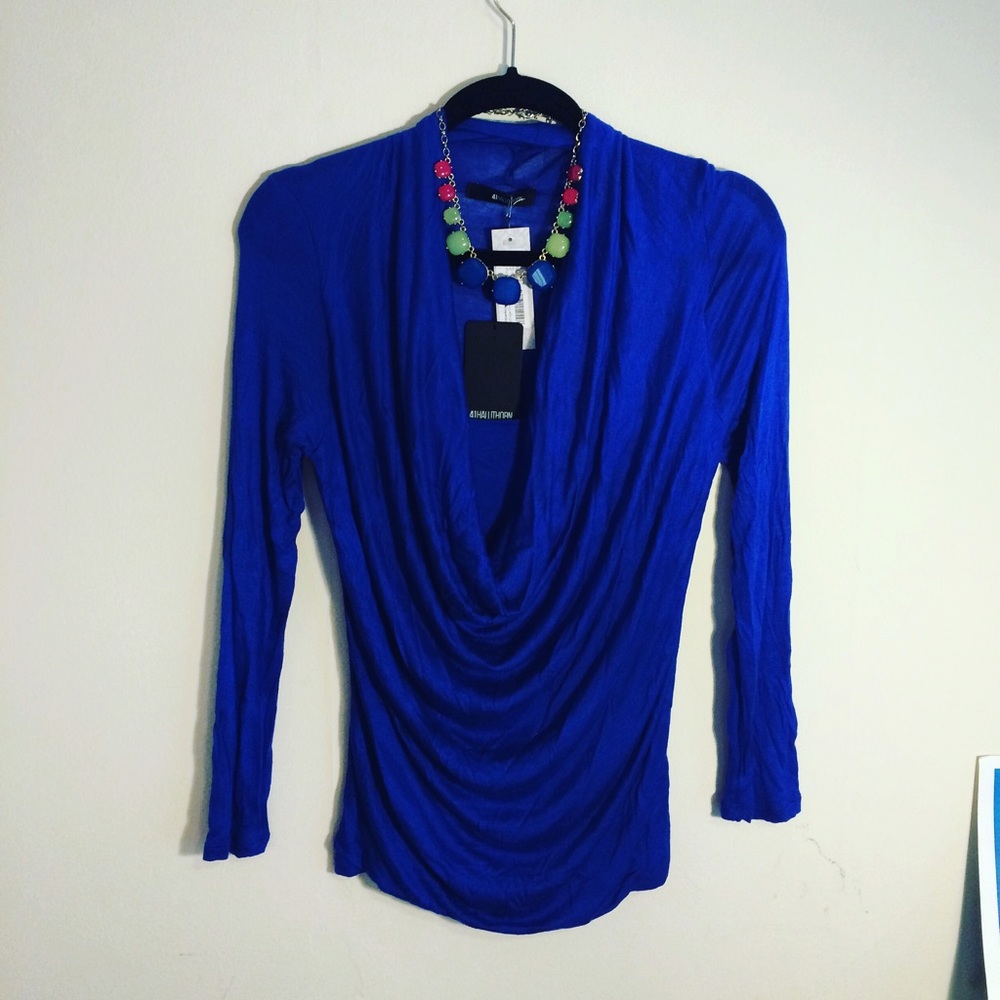 Cobalt Cowl Neck 3/4 Sleeve Shirt