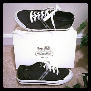 COACH Patent Leather & Canvas Sneaker