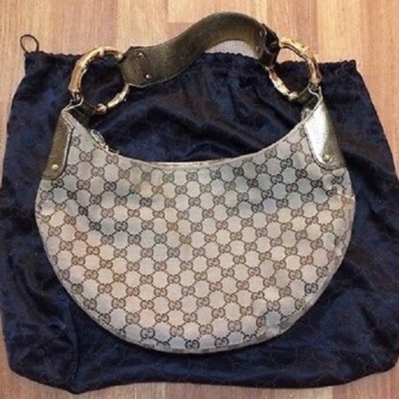 Gucci Handbags - 💯Authentic gucci Monogram hobo Bamboo bag