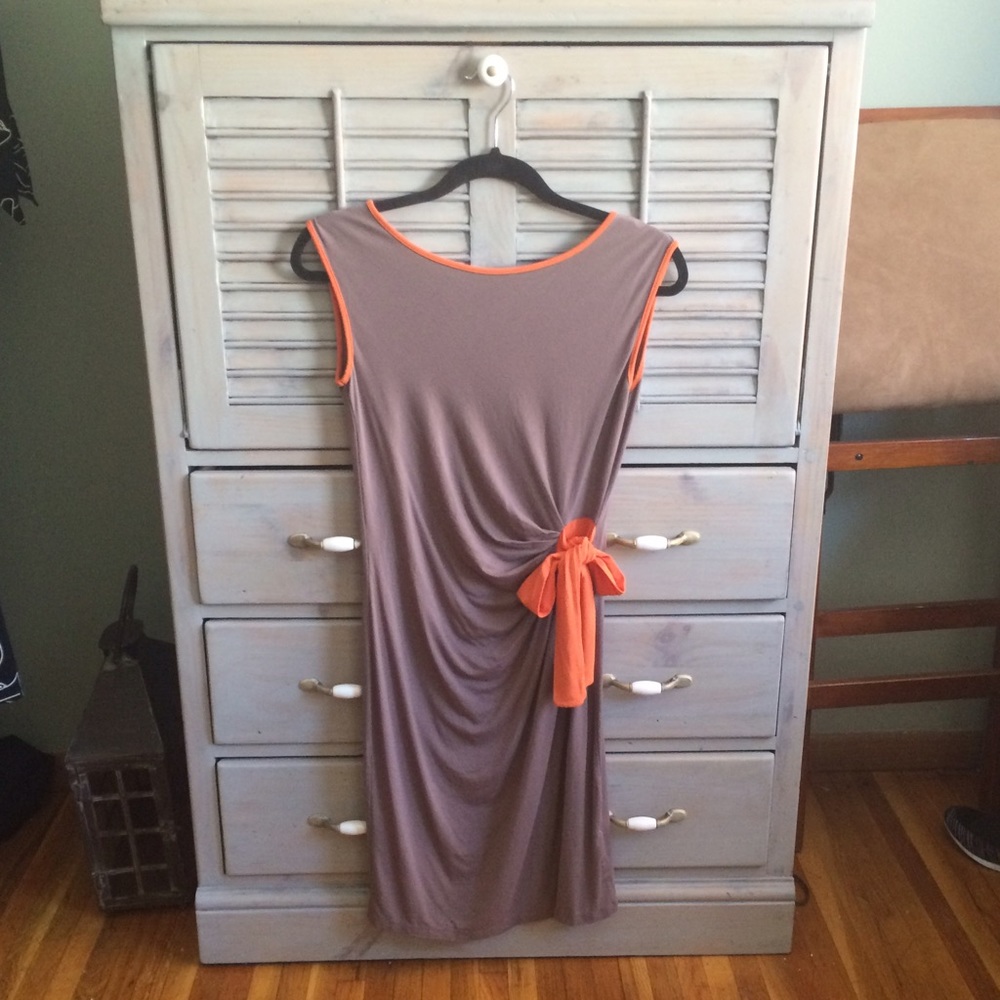 Taupe and Orange Bow Dress