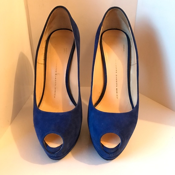 Giuseppe Zanotti Cobalt Blue Peep Toe Pump, Sz 39 - Picture 1 of 5