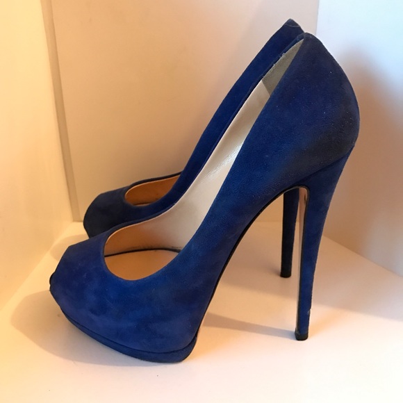 Giuseppe Zanotti Cobalt Blue Peep Toe Pump, Sz 39 - Picture 2 of 5