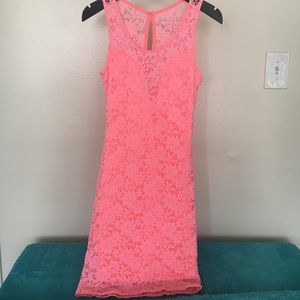 Neon coral bodycon dress