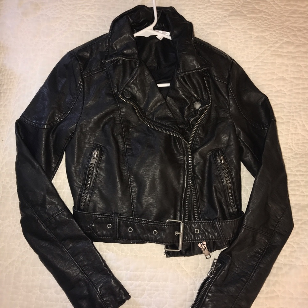 Free People Cropped Vegan Leather Jacket