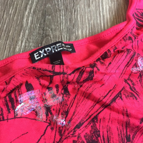 Express Batwing One Shouldered Dress XS Sequins - Picture 6 of 7