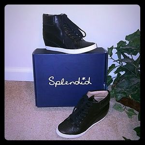 SPLENDID Leather Wedge Sneakers