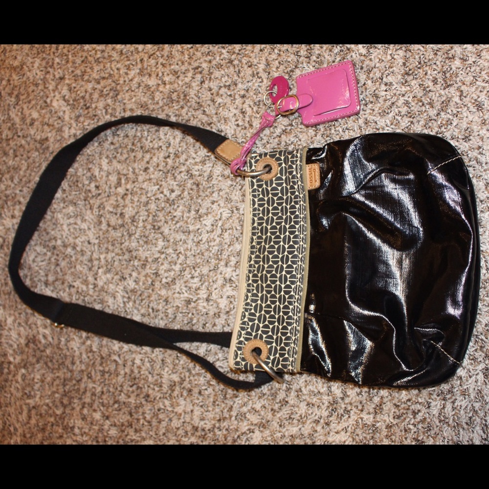 Black Fossil Satchel