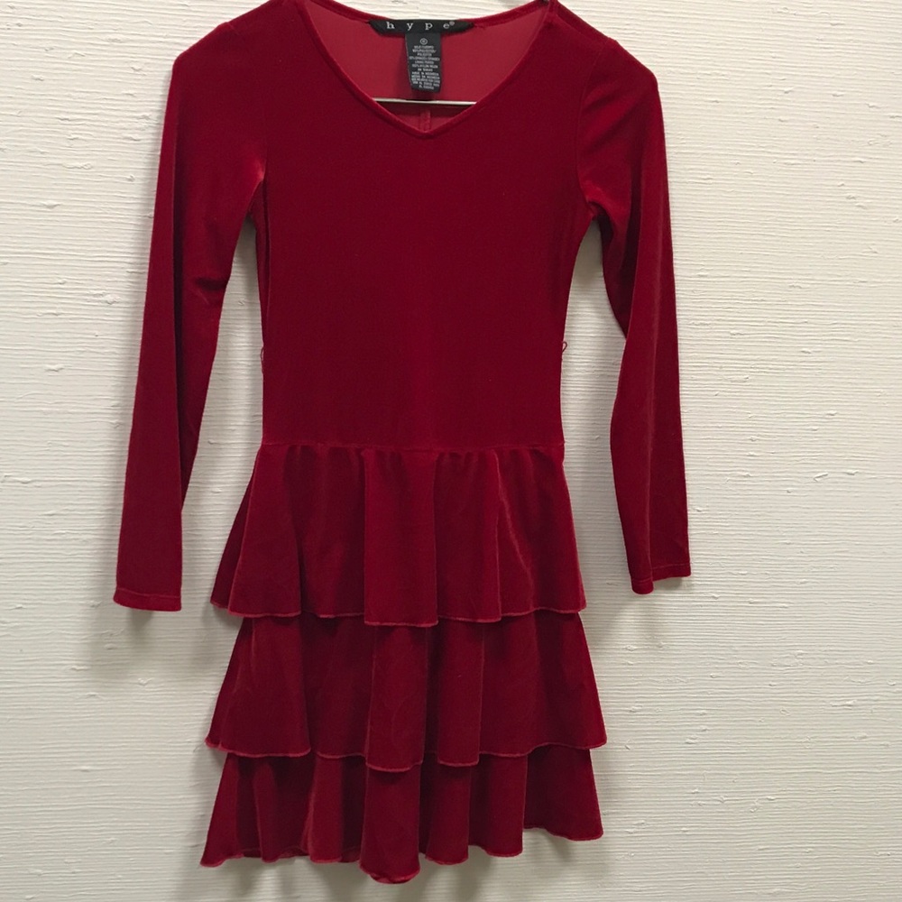 Girls dark red velvet dress size 10