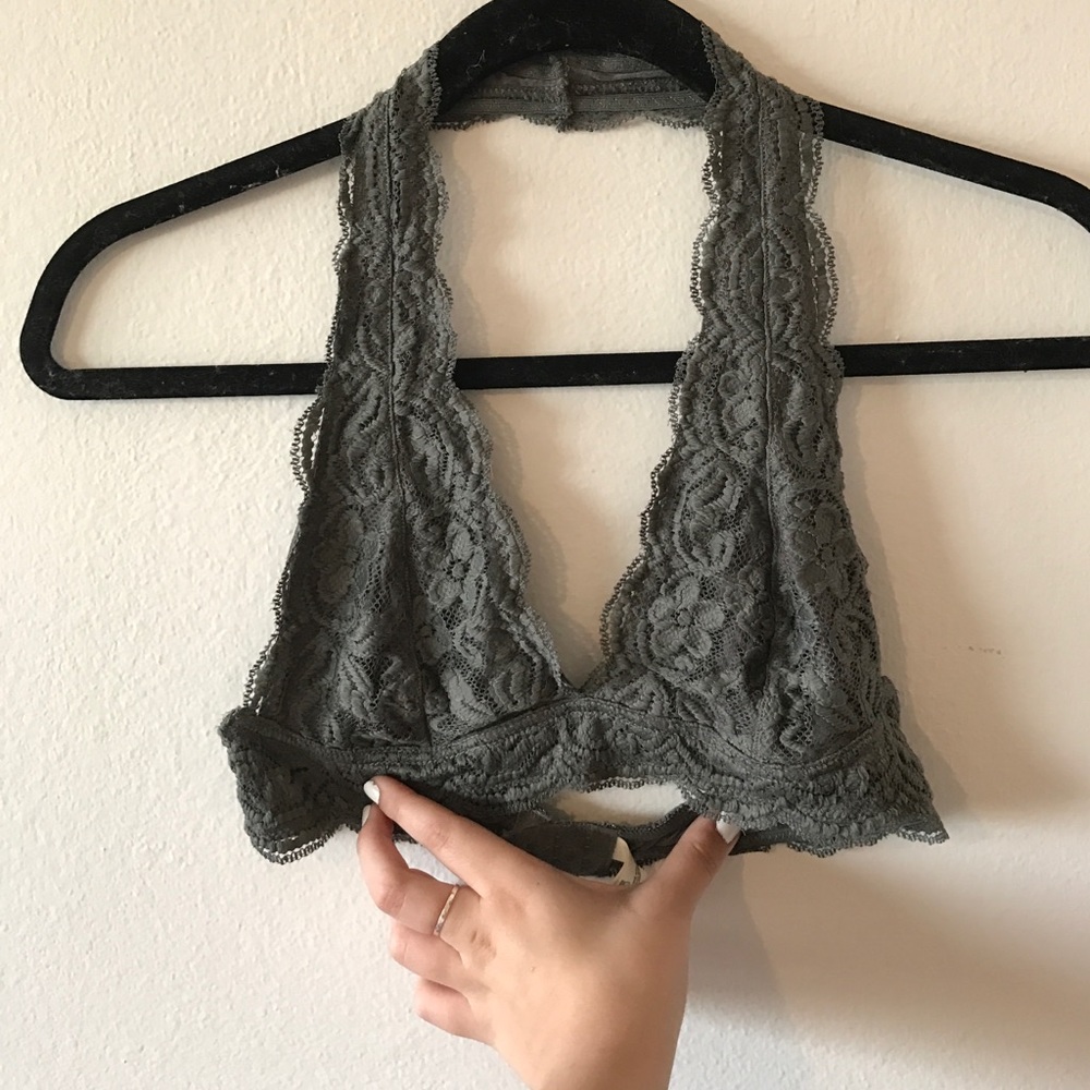 Dark grey halter bralette