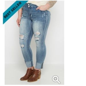 Plus Flex Ripped & Cuffed Skinny Jeans