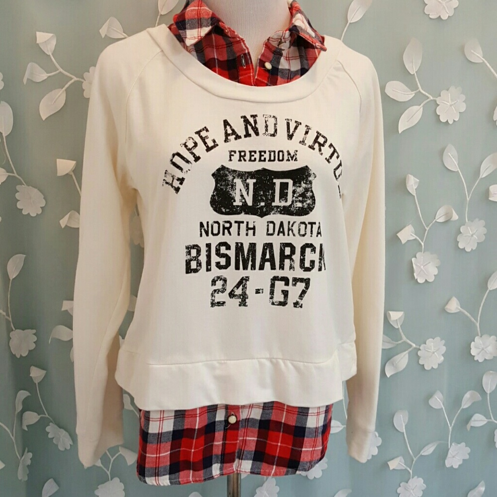 Sweatshirt w/Faux Flannel Shirt