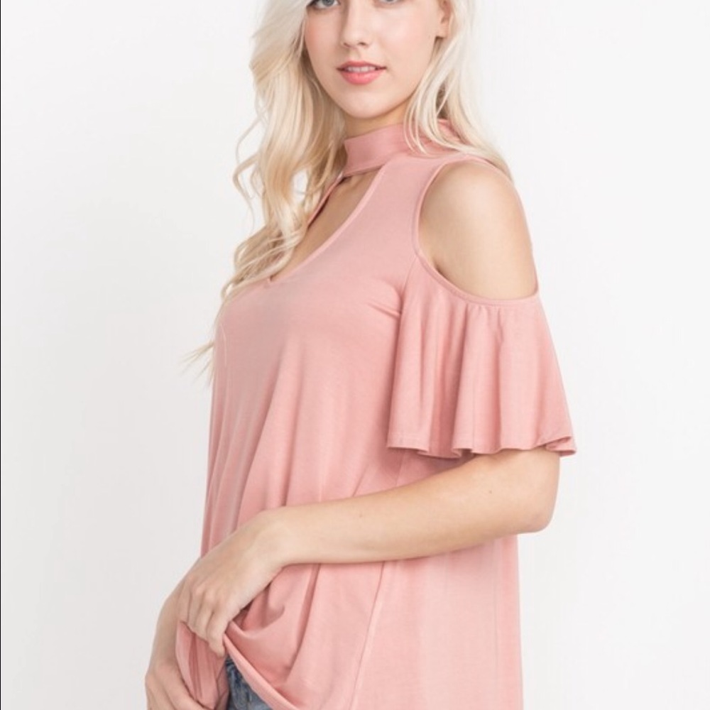 Savanna Blush Choker Open Shoulder Top💕1 Left - Picture 2 of 7