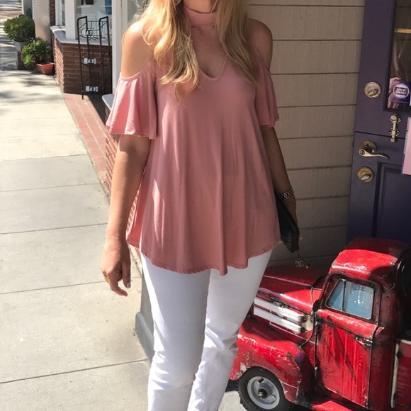 Savanna Blush Choker Open Shoulder Top💕1 Left - Picture 3 of 7