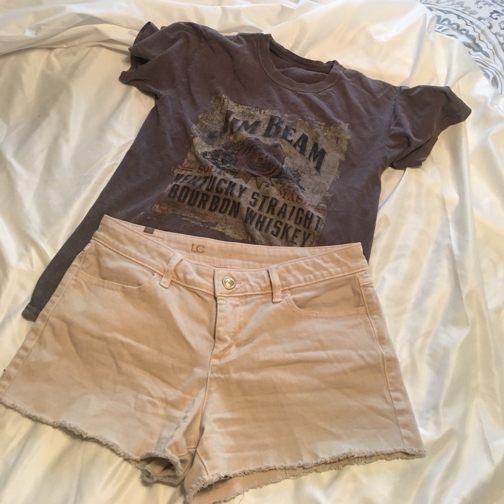 LC orange acid wash shorts
